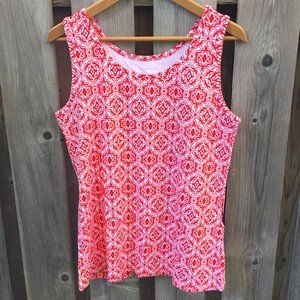 NWOT Land's End coral & white cotton tank - size M